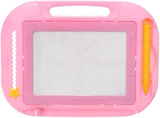 لوحة رسم وكتابة مغناطيسية بلاستيك قابلة للمسح مع حروف أبجدية لتعليم الأطفال، لون وردي، مقاس 15 سم × 20 سم