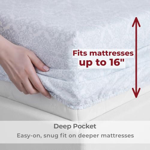 Image of Mellanni Twin Sheets Set - 3 PC Iconic Collection Bedding | Hotel Luxury, Extra Soft, Cooling Bed Sheets - Wrinkle, Fade, Stain Resistant (Twin, Laced Sky Blue)