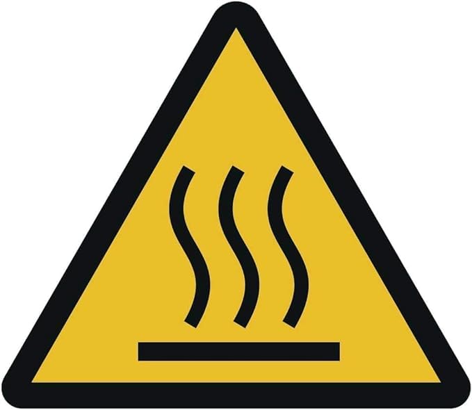 Warning of hot surface stickers, diameter 5 cm in accordance with ISO 7010, ASR A1.3 (10 pieces) (weatherproof)