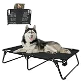 M JJYPET Elevated Raised Dog Bed Cot with Breathable Mesh,Folding No Assembly, Indoor/Outdoor Travel Outside Cooling Camping Dog Beds Pet Hammock for Large Dogs, Black