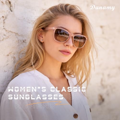 Image of DANAMY Sunglasses Womens Polarized Sunglasses for Women Men Classic Retro Designer Style Trendy Mirrored Sun Glasses