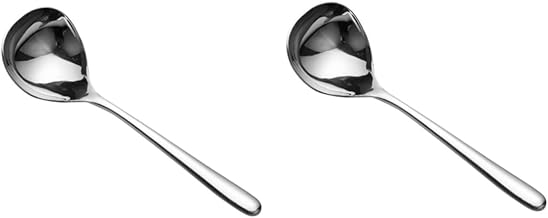 Angoily 2 Peças De Aço Inoxidável 304 Colher De Cabo Longo Colher De Aço Inoxidável Talheres De Aço Inoxidável Multiuso Colher De Chá De Prata Mel Colher De Chá