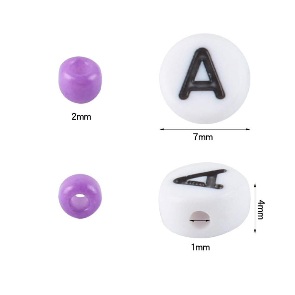 Zestaw 48 kolorowych koralików szklanych, 2 mm, do nawlekania, kolorowe szklane koraliki do samodzielnego wykonania, zestaw z koralikami z literami, elastyczny sznurek do bransoletek DIY