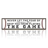 Inspirational Wood Sign, Sports Decor, Baseball Games Decor, Office Wall Decor Art, Decorative Wooden Box Sign, Never Let the Fear of Striking Out Sign, US Marine Corps Gifts for Men or Women