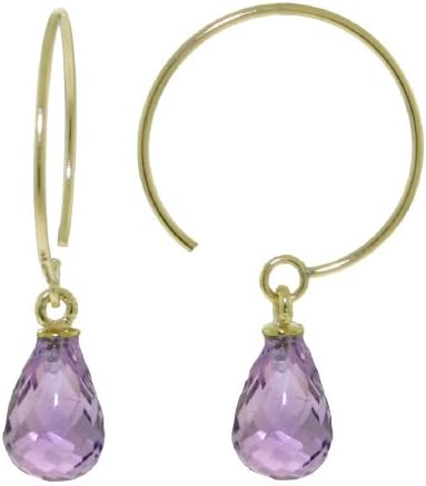 Galaxy Gold GG 14k Solid Gold Circle Wire Earrings Amethysts