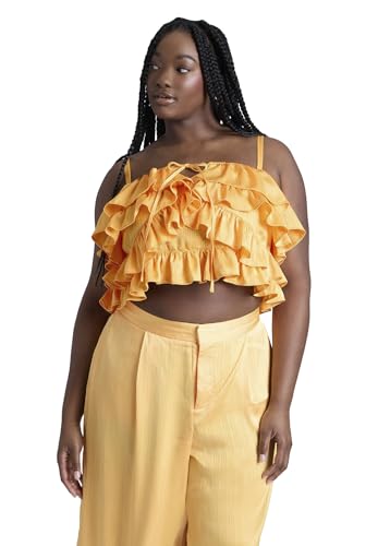 ELOQUII Women's Plus Size Ruffle Layered Top - 20, Dried
