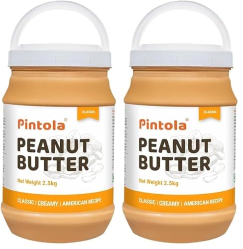 Image of Pintola Original Classic Peanut Butter Creamy 2.5kg - with High Protein 26g & 7.2g Fiber, Premium Roasted Nuts, Gluten Free, Zero Trans Fat, with MUFA Good Fats, Vit E & B3, Dairy Free (Pack of 2)