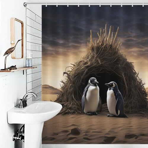 Rideau de douche manchot en polyester lavable 168x183cm - 6