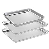 HEAHYSI Baking Sheets Set, Stainless Steel Cookie Sheets & Large Baking Pans for Oven, Non Toxic & H