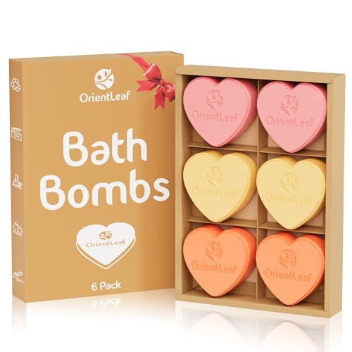 ORIENTLEAF Bath Bombs for Women Stocking Stuffers Bath Bombs Fruit Scented Strawberry Orange Coconut 6 x 2 oz