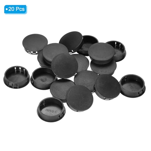 Image of PATIKIL 1.5 inch /38mm Plastic Hole Plugs, 20Pcs Flush Type Round Hole Plugs Cover Snap in Locking Hole Tube for Table Kitchen Cabinet Furniture, Black