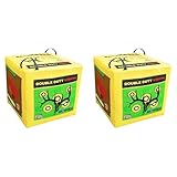 Morrell Double Duty 450 FPS Cube Field Point Archery Bag Target with Traditional Bullseyes, Nine-Ball, Dartboard Game, and Deer Vitals, 2 Pack, Yellow