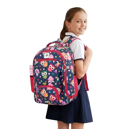 Image of Bag For Class 4th To 10th Standard Tuition School College All Day Use 32l Backpack Durable Polyester Material Owl Green Color Perfect For Students