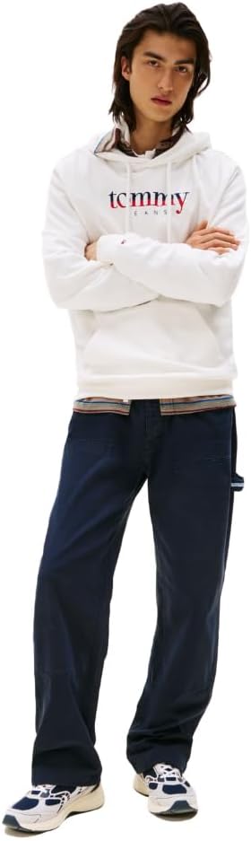 Tommy Jeans Men's Medium Weight Hoodie Sweatshirt with Printed Two-Tone Logo - Image 3