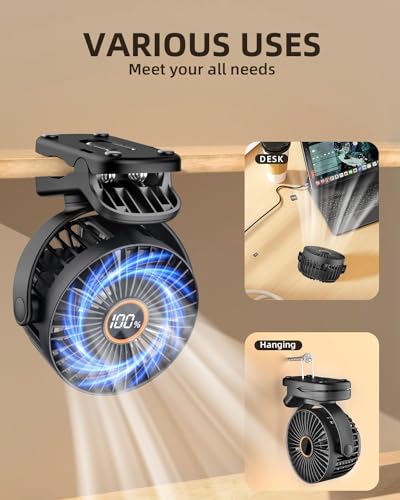 TUNISE Ventilateur à Pince USB Silencieux, 3 Vitesses, Batterie 2000 mAh, Portable pour Bureau, Poussette, Chambre et Camping – vue 7