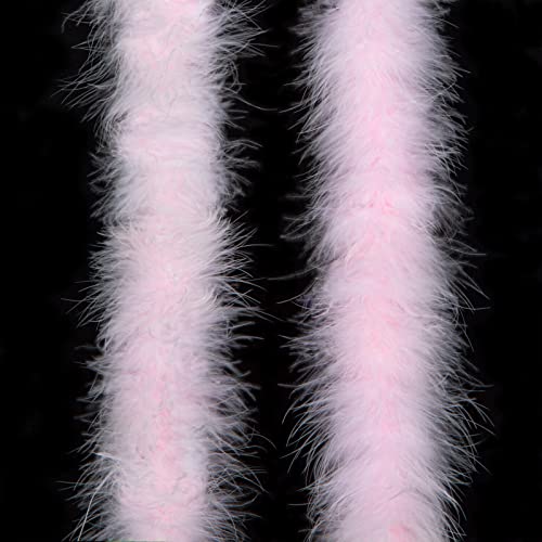 TOBEAUTYPRO Pink Fluffy Marabou Feather Boa 2 Yard, Natural Feather Boa for Crafts, 20 Grams 6 Feet Feather Boa for Wedding Party Easter Decorations, Carnival Costume Floral Ornament