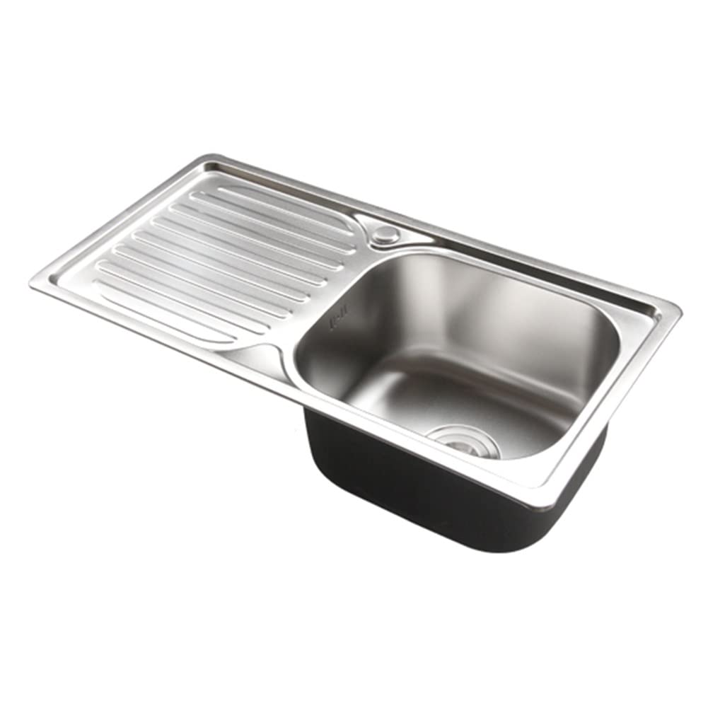 WDSOPK Workstation Undermount Stainless Steel Sink - Single Bowl Kitchen Sink Kit with Drainboard - Included Accessories, 304 Stainless Steel,Right-Kit B-81.6x42.5cm