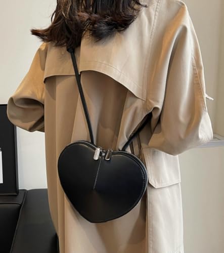 Women Heart Shape Handbag Vegan Leather Shoulder Bag Cute Heart Purse for Girl Gift Zipper Around Crossbody Bag2
