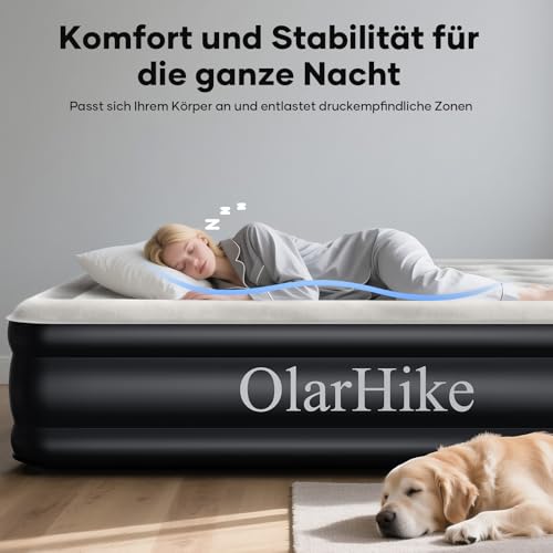 OlarHike Luftmatratze Selbstaufblasend, Luftbett Gästebett, Aufblasbares Matratze Zelt Sofa, Luftbett 2 Personen, Selbstaufblasbare Luftmatratze für Camping oder Heimgebrauch - 200 x 150 x 46 cm