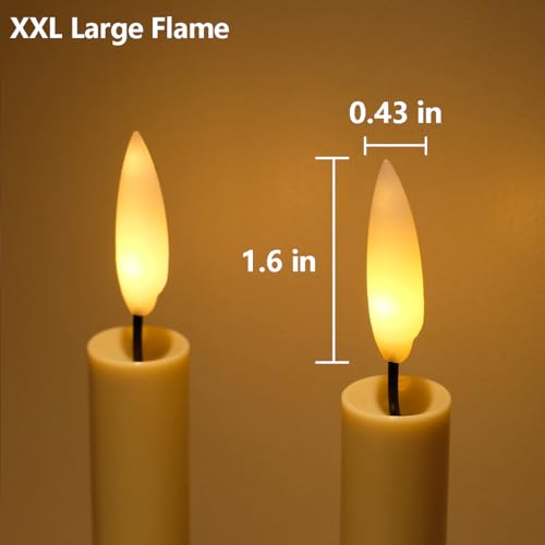 Image of NONNO & ZGF 8 Pack Flameless 8.7'' Taper Wax Candles with 16 AA Batteries(Include) +2 Remotes. Warm White Flickering Bright Light, Battery Powered Ivory LED Timer Candle
