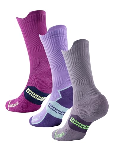 Juclise Bamboo Viscose Compression Running Crew Socks, Coolmax Moisture-Wicking Anti-Blister