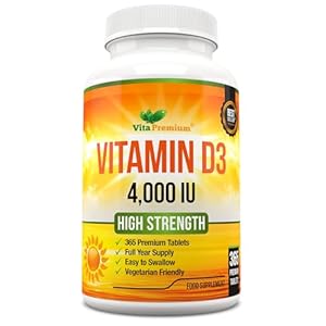 Vitamin D 4,000 IU Tablets, Maximum Strength Vitamin D3 Supplement, 365 Easy to Swallow Tablets – Full Year Supply
