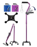 usammenklappbare Heavy Duty mit weichen-Purple KUAZIDAR Bastón para Ancianos con Base de 4 Puntas para Máxima Estabilidad, Bastón de Caminar de Aluminio Ajustable en Altura