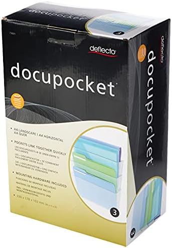 Deflecto - Clear Acrylic Wall Mounted A4 Unbreakable Docupocket Stackable Literature File Holder, Pack of 3 Plastic Document Holders - Transparent, Clear