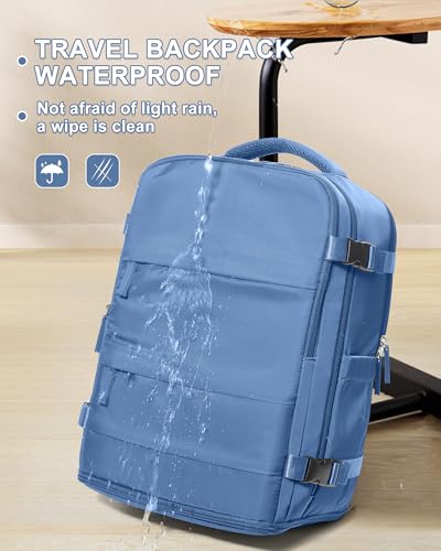 Image of coowoz Large Travel Backpack Carry On for Women Man Waterproof Gym Backpacks with Laptop Compartment Mochila de Viaje Teacher Personal Item Backpack Rucksack Airplane Accessories Must Haves Sky Blue