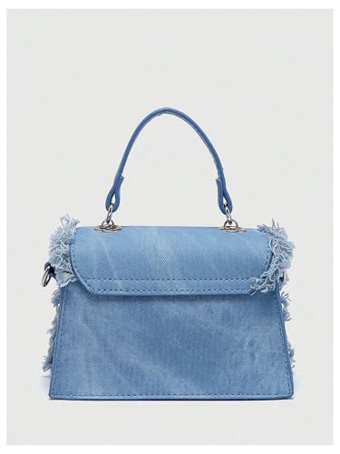 Image of QWINEE Women's Fringe Hobo Bag Tassel Trim Small Denim Bag Vegan Suede Tassel Hippie Crossbody Bag