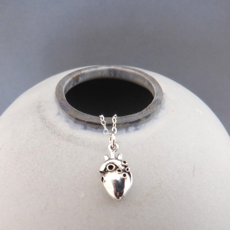 Collar de corazón anatómico de plata 925 con cadena de 45 cm 3