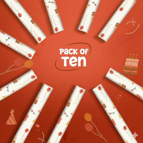 Image of QIPS | NUKKAD Printed Gift Wrapping Paper - Pack of 10 Sheets (19 inch x 29 inch) | Glossy Finish, 80 GSM Acid-Free Paper | Ideal for Birthdays, Baby Showers & Festivals (Cakes & Party Prints)