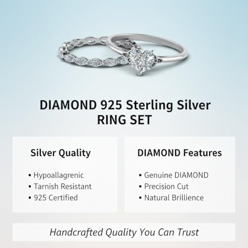 Image of Choose Your Gemstone Celtic Ring with Marquise Matching Band 925 Sterling Silver Heart Shape Wedding Ring Sets Minimal Modern Design Birthday Gift Wedding Gift US Size 4 to 12