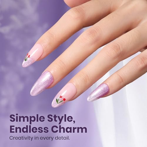 Image of Beetles Glitter Gel Nail Polish - 15ml Spring Summer Gel Polish Light Purple Lilac Bloom Colors Soak Off UV LED for DIY Salon Home Manicures Gift for Women Girls