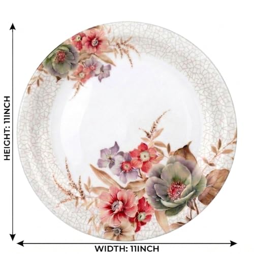 Image of Melamine Quarter Plates | Round Half Plate | Microwave Safe | Break Resistant | Plates for Snacks, Lunch, Dinner | Plates for home, Office, Restaurant | Set of 6 | 7 Inch's (Multi colour flower)