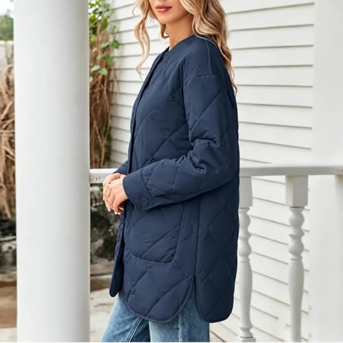 YRAETENM Quilted Jackets for Women Warm Mid Length Lightweight Puffer Coats - image 3