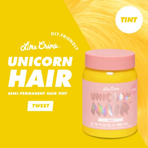 Lime Crime Pastel Colored Unicorn Hair Tint, Tweet (Chick Yellow) - Damage-Free Semi-Permanent Hair Color Conditions & Moisturizes - Temporary Hair Dye Kit Has Sugary Citrus Vanilla Scent - Vegan #TOP1