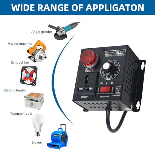 Azucyzi Premium Ac Motor Speed Controller 120V - Adjustable Fan Speed, Voltage Regulator With Rheostat thumb #3