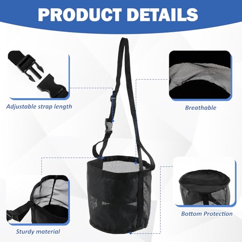 Deuson 2 Stück Pferde Futterbeutel,Futtertasche aus Nylon,Heavy-Duty Breathable Futterbeutel mit Verstellbarem Riemen und Langlebigem Snap,Pferd Maulkorb Futtertasche für Outdoor und Indoor(schwarz)