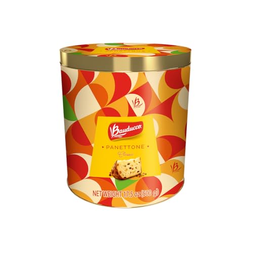 Bauducco Classic Panettone Tin - Moist & Fresh, Traditional Italian Recipe - Authentic Taste of Italy - 17.5oz (pack of 1)
