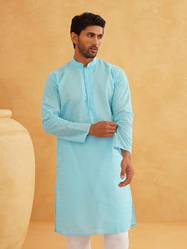 Image of Sojanya (Since 1958 Motifs Embroidered Thread Work Pure Cotton Straight Kurta With Churidar
