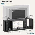 Bestier Meuble TV LED pour Téléviseurs de 55/60/65 po, Centre de Divertissement Gaming avec Cabinet pour PS5, Console TV Moderne avec Étagère en Verre Ajustable pour Salon Chambre, Marbre Noir