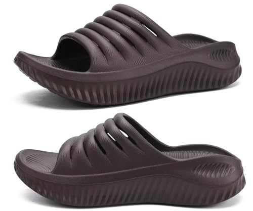 Image of KuaiLu Womens Recovery Sandals With Comfortable Plantar Fasciitis Support,Ladies Orthotic Open Toe Sport Slides Thick Cushion Reduces Stress on Feet,Joints & Back Post-Exercise