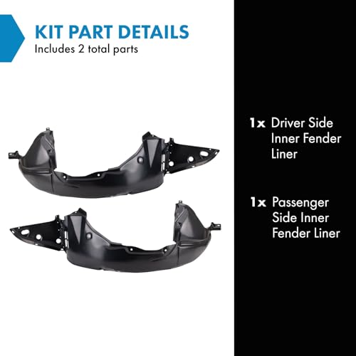 Image of TRQ Inner Fender Liner Set Compatible with 2007-2011 Nissan Altima NI1249120 NI1250135