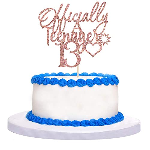 Image of FestikoRose Gold Glitter 13 Cake Topper - 13th Birthday Cake Decorations - 13th Birthday Party Decorations for Teens - Happy 13th Birthday Cake Topper