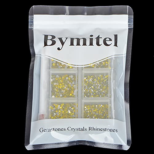 Image of 7200 Pieces Nail Rhinestones Non-Magnetic Round Glue Flat Glass Nail Art Rhinestones for Jewelry Making with a Pen (6 Sizes 7200Pcs), Citrine