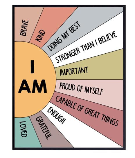 ShopHavenPositive Affirmations Art Print, Motivational Kids Poster, “I am” Poster, Inspirational Art, Playroom, Classroom, Dorm, Children Bedroom Wall Décor (8x10)