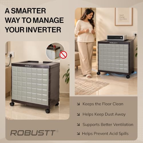 Robustt ABS Inverter Trolley for Home | 100 kg Load Capacity | 360° Rotating 5 Wheels | Strong & Durable Inverter Stand | Easy Assembly | Large Size Inverter Battery Stand for Home | Brown - Image 8