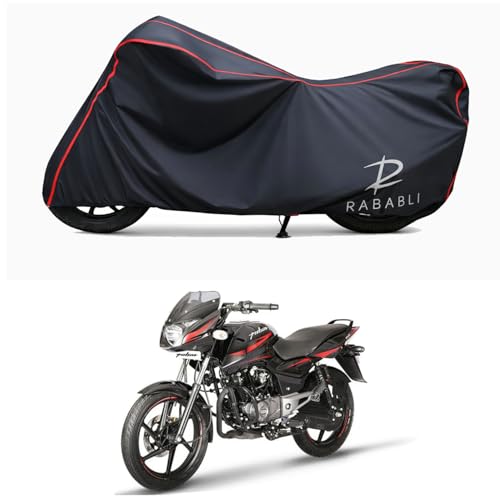Image of Waterproof Bike Body Cover Compatible for | Bajaj Pulsar 150 | Taffeta Fabric, Red Piping Design, Bottom Elastic Fit | Dustproof, Sun UV & Rain Protection for All Bikes