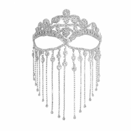 Vseutiac Fashionable Rhinestone Facial Covering |, Jewelry, Chain, for Festivals, Cosplayers, Silver